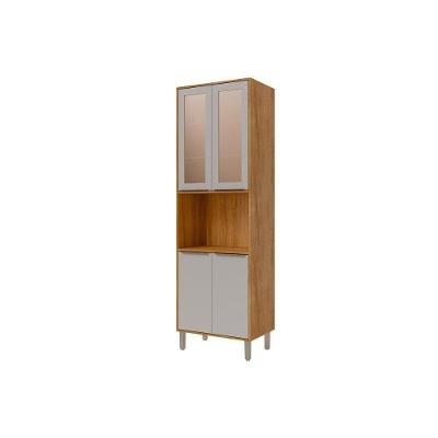 Paneleiro De Cozinha Cristaleira Celeste C- 4 Portas (2 C- Vidro Reflecta) E 1 Nicho 70cm Cinamomo-off White - Mgm