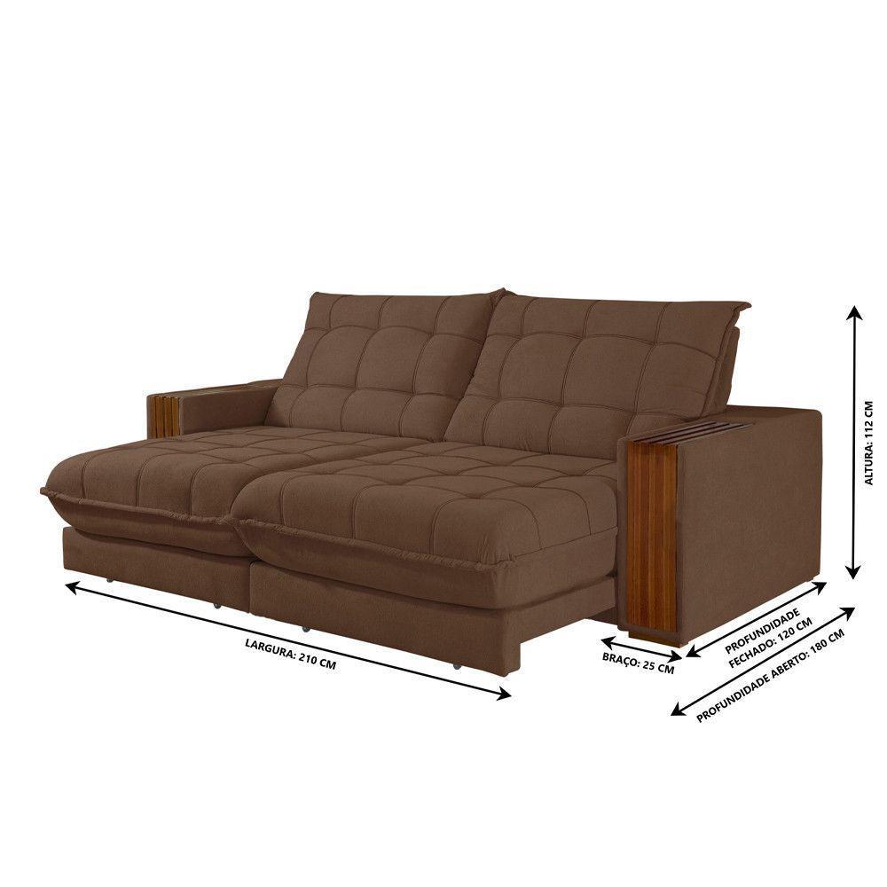 Sofá Retrátil Berlim 2,10m 3 Lugares Molas Ensacadas Txr Cobre - 3
