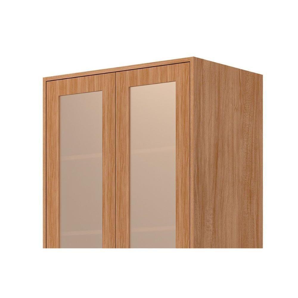 Paneleiro De Cozinha Cristaleira Divina C- 4 Portas (2 C- Vidro Reflecta) E 1 Nicho 70cm Cinamomo-titanium - Mgm - 4