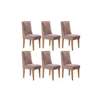 Kit 6 Cadeiras Sala Jantar Pietá 6 Un Naturale-linho Capuccino - Rufato - 1