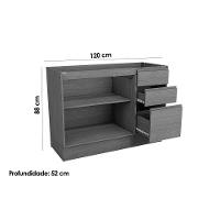 Módulos De Cozinha Kappesberg Ciela Balcão C- Tampo Ciela R626 C- 2 Portas E 3 Gavetas 120cm Canela-kappesberg - 3