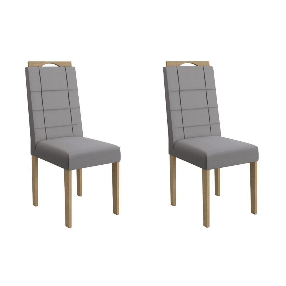 Kit 2 Cadeiras Sala Jantar Flora 2cad150 Madeirado 2 Un Carvalho-suede Cinza - Kappesberg - 1