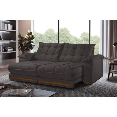 Sofá Retrátil Barcelona 2,30m 4 Lugares Molas Ensacadas Txr Marrom