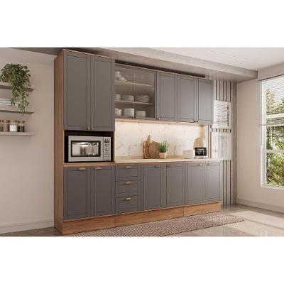 Kit Cozinha Modulada 5 Peças Bella (2aéreos+2balcões+1paneleiro) C5p120 Nogal-cinza - Carraro