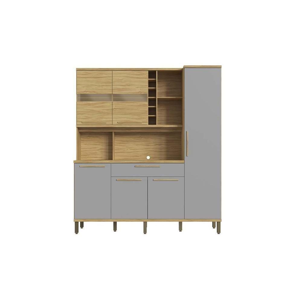 Kit De Cozinha Compacta Touriga C- 6 Portas E 1 Gaveta 220cm Amendoa-off White - Ronipa - 5