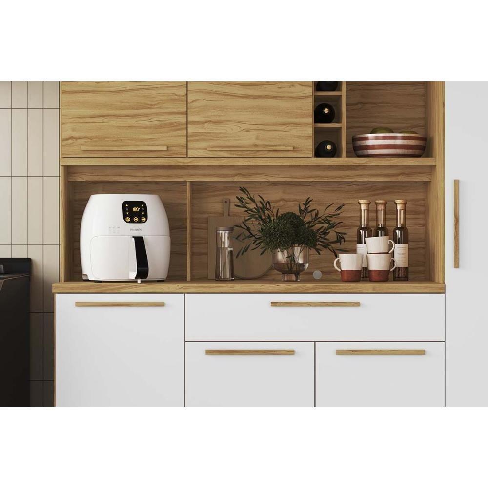 Kit De Cozinha Compacta Touriga C- 6 Portas E 1 Gaveta 220cm Amendoa-off White - Ronipa - 7