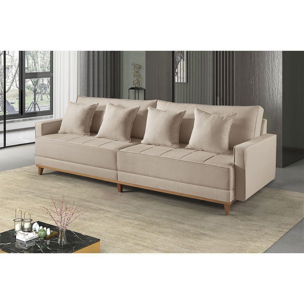 Sofá Fixo 3 Lugares M-199 2,00m Estofados Martins Linho Bege - 1