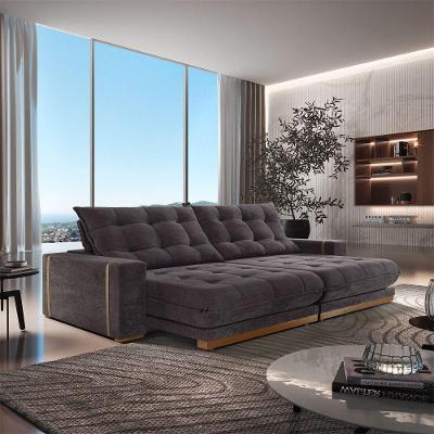 Sofá Retrátil Guaxupé 2,10m 03 Lugares Molas Ensacadas Txr Marrom