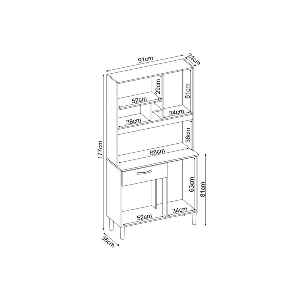 Kit De Cozinha Compacta Malta 4 Portas E 1 Gaveta 91cm Avena-grafito - Demóbile - 2