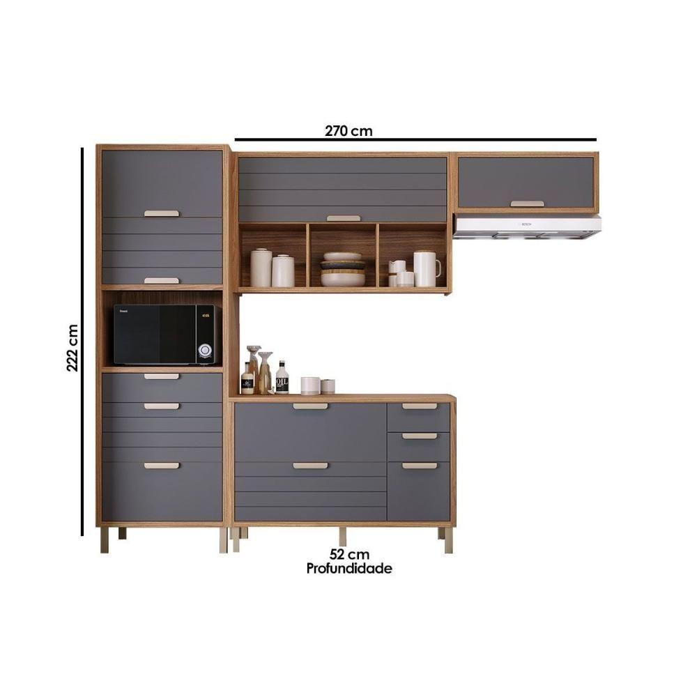 Módulo Cozinha Mgm Eloise 4 Peças (2aéreos+1balcão+1torrequente) C4p181 Freijo-titanium-mgm - 2