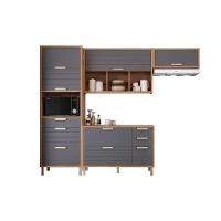 Módulo Cozinha Mgm Eloise 4 Peças (2aéreos+1balcão+1torrequente) C4p181 Freijo-titanium-mgm