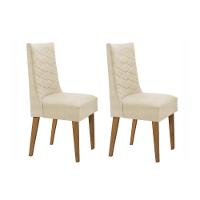 Kit 2 Cadeiras Sala Jantar Dafne 2 Un Madeira Capuccino-suede Creme - Rufato - 1
