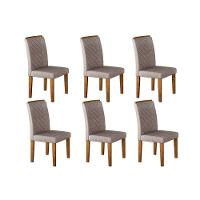 Kit 6 Cadeiras De Cozinha Jade 6 Un Imbuia-capuccino-linho Bege Turim - Rufato - 1