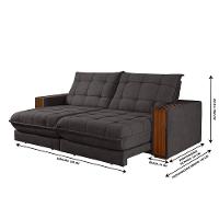 Sofá Retrátil Berlim 2,50m 4 Lugares Molas Ensacadas Txr Marrom - 3