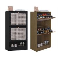 Kit 2 Sapateiras Tropical 2 Portas Multiuso Vertical Poquema Carvalho/preto - 1