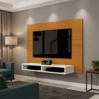 Painel Suspenso Para Parede Tv 43 Polegadas 1,20m Com Nicho - Cedro-off White - 1