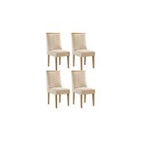 Kit 4 Cadeiras Sala Jantar Maldivas 4 Un Madeira Capuccino-suede Creme - Rufato - 1