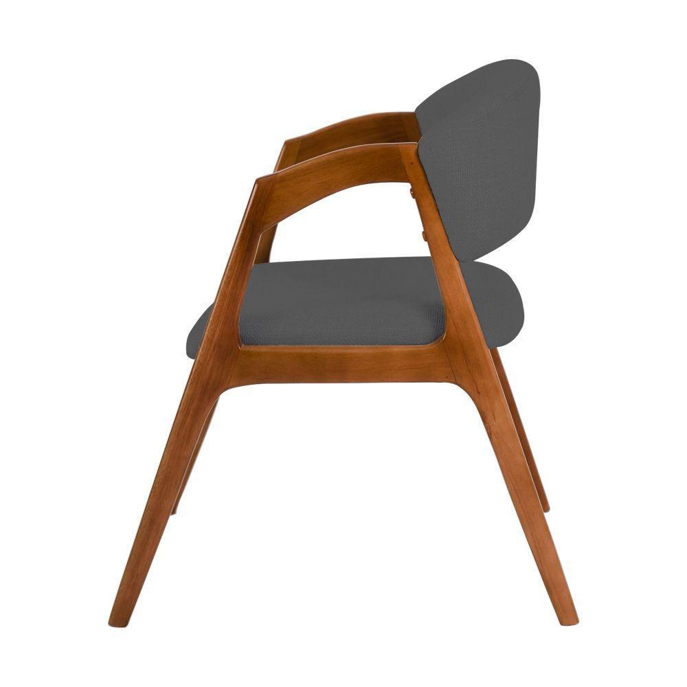 Kit 2 Cadeiras De Jantar Gabriela Em Madeira E Mdf Cerejeira Linho Cinza Grafite - 6