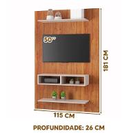 Painel Para Tv Até 50 Polegadas Com Nicho E Prateleiras - Mel-Off White - 3