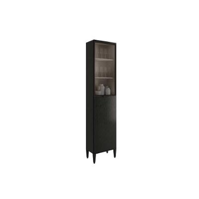 Paneleiro De Cozinha Alpha 2509 C- 2 Portas (1 C- Vidro) 50cm Preto - Carraro