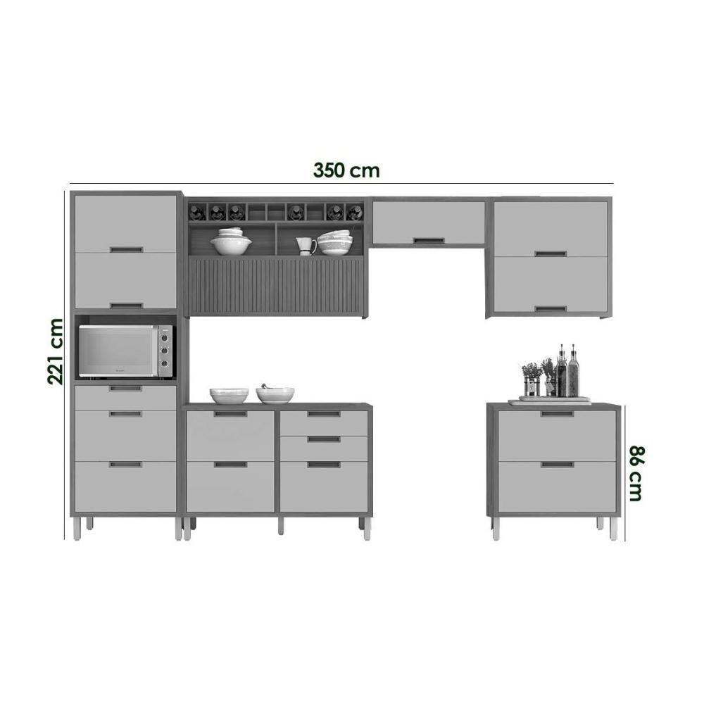 Kit Cozinha Modulada 6 Peças Imperatriz (3aéreos+2balcões+1paneleiro) C6p85 Freijo-off White - Nesher - 3