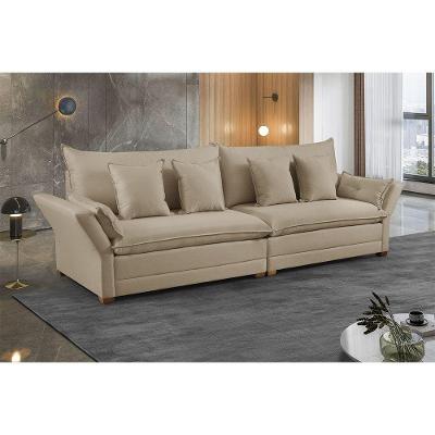 Sofá Fixo 5 Lugares M-198 2,70m Estofados Martins Linho Bege Mesclado