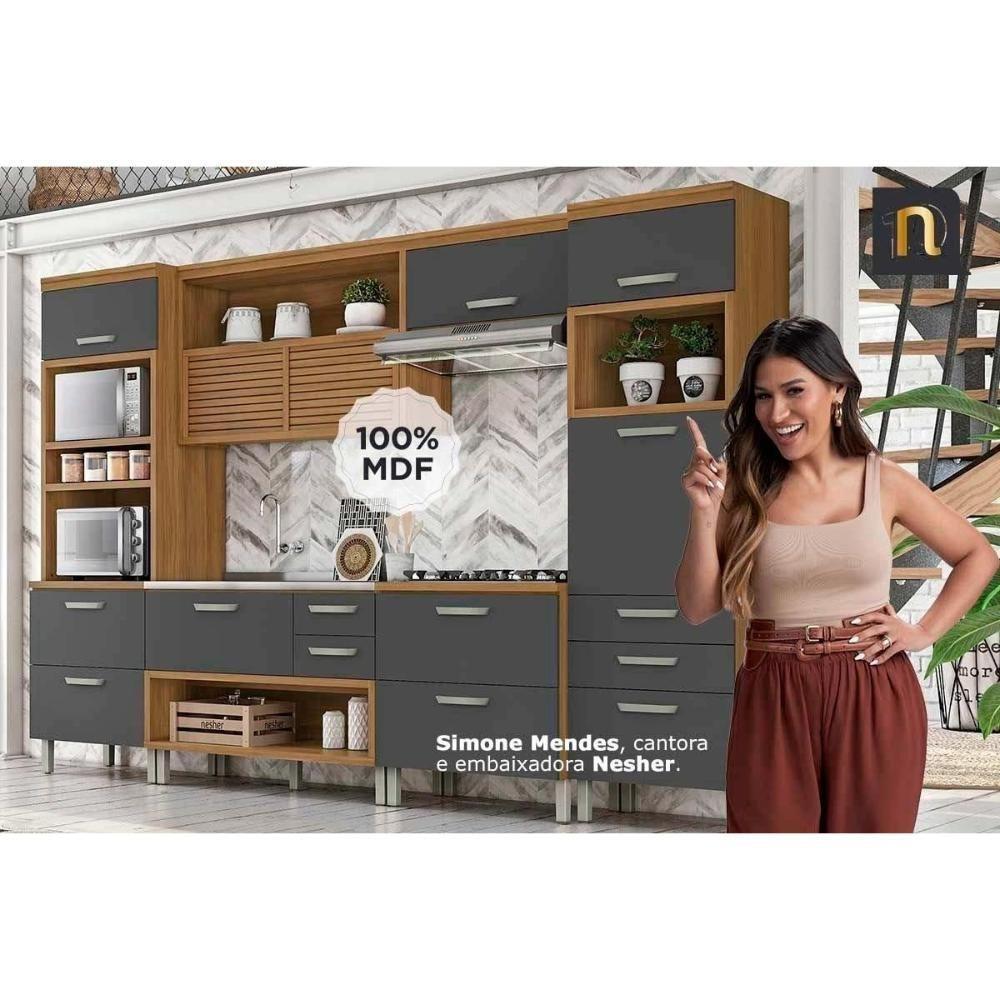 Kit Cozinha Modulada 4 Peças Princesa (1aéreo+2balcões+1paneleiro) C4p159 Freijo-off White - Nesher - 5