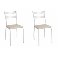Kit 2 Cadeiras Sala Jantar Bali 2c141br Aço 2 Un Branco-corano Bege - Kappesberg - 1