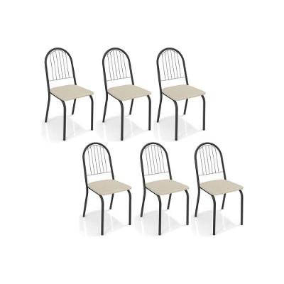 Kit 6 Cadeiras De Cozinha Noruega 2c077 6 Un Preto Fosco-nude 16 - Kappesberg