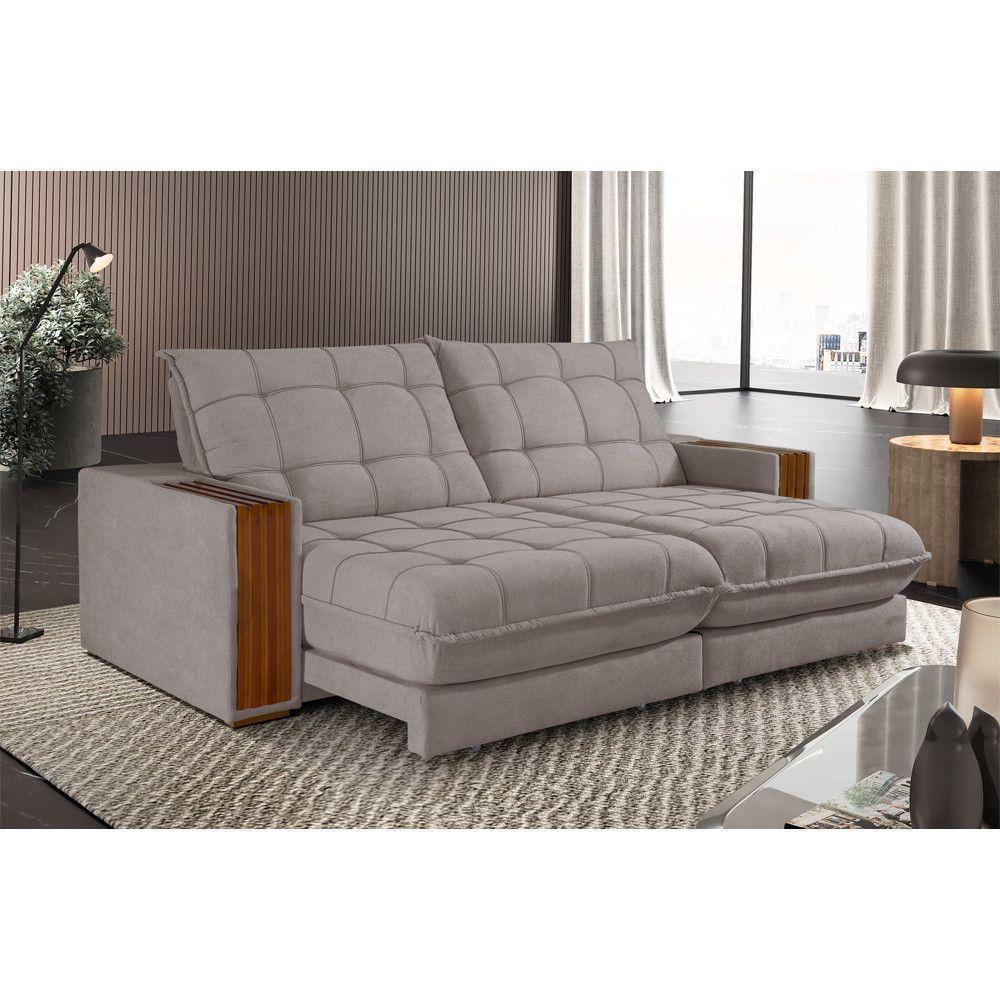 Sofá Retrátil Berlim 2,50m 4 Lugares Molas Ensacadas Txr Bege - 1