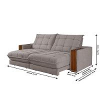 Sofá Retrátil Berlim 2,50m 4 Lugares Molas Ensacadas Txr Bege - 3