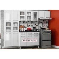 Kit De Cozinha Compacta Topazio C- 11 Portas ( 5 C- Vidro ) Branco - Telasul - 5