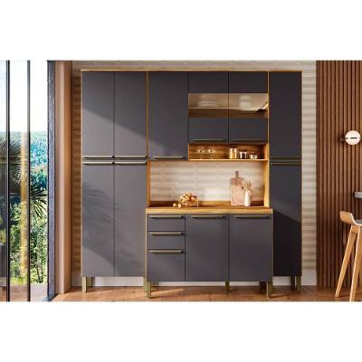 Módulo Cozinha Ronipa Nápoli Prime 4 Peças (1aéreo+1balcão+2paneleiros) C4p95 Amendoa-grafite-ronipa