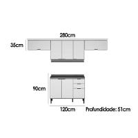 Kit Cozinha Modulada 4 Peças Alpha (3aéreos+1balcão) C4p181 Freijo-off White - Carraro - 2