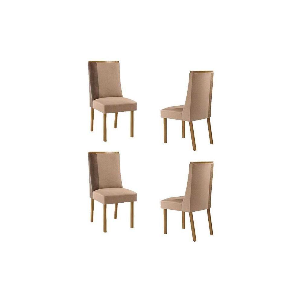 Kit 4 Cadeiras Sala Jantar Tilia 4 Un Naturalle-linho Capuccino-corano Capuccino - Rufato - 1