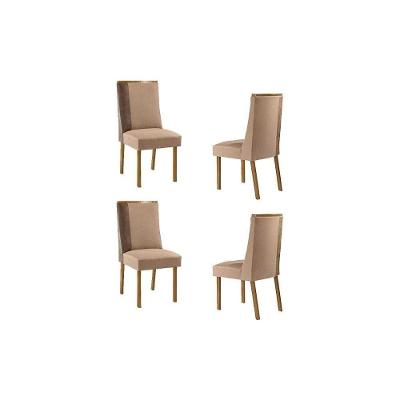 Kit 4 Cadeiras Sala Jantar Tilia 4 Un Naturalle-linho Capuccino-corano Capuccino - Rufato