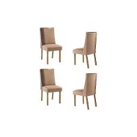 Kit 4 Cadeiras Sala Jantar Tilia 4 Un Naturalle-linho Capuccino-corano Capuccino - Rufato - 1