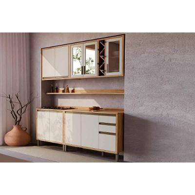 Kit Cozinha Modulada 6 Peças Tempranillo (2aéreos+2balcões+2complementos) C6p112 Amendoa-off White - Ronipa
