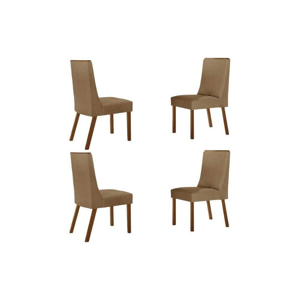 Kit 4 Cadeiras Sala Jantar Dakota 4 Un Madeira Capuccino-linho Capuccino - Rufato - 1