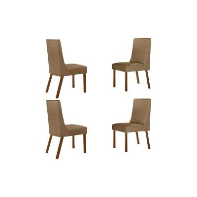 Kit 4 Cadeiras Sala Jantar Dakota 4 Un Madeira Capuccino-linho Capuccino - Rufato