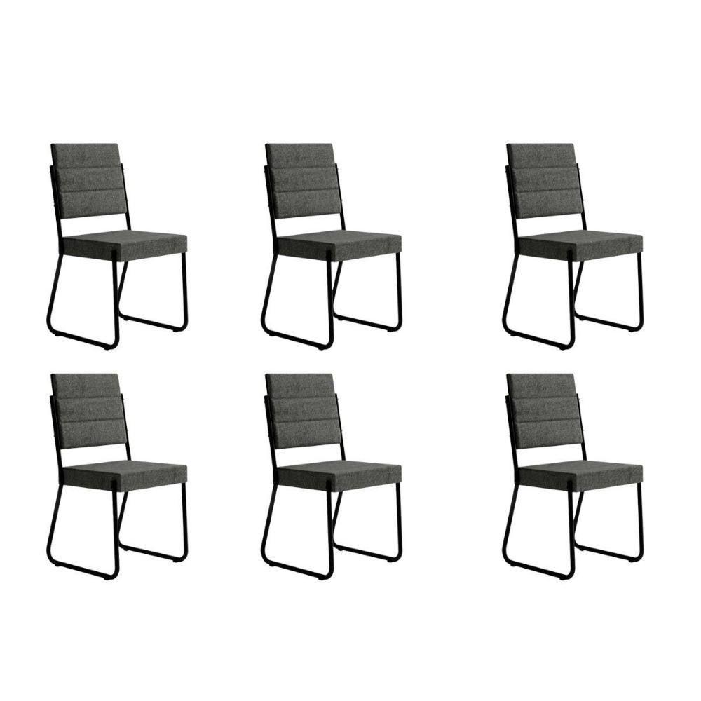 Kit 6 Cadeiras De Cozinha 1736 6 Uni Preto-grafite - Preto - Carraro - 1
