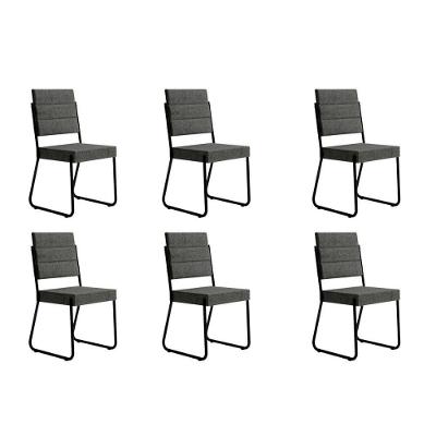 Kit 6 Cadeiras De Cozinha 1736 6 Uni Preto-grafite - Preto - Carraro