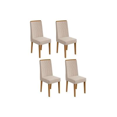 Kit 4 Cadeiras De Cozinha Exclusive 4 Un Amêndoa-linho Bege Rinzai - Lopas