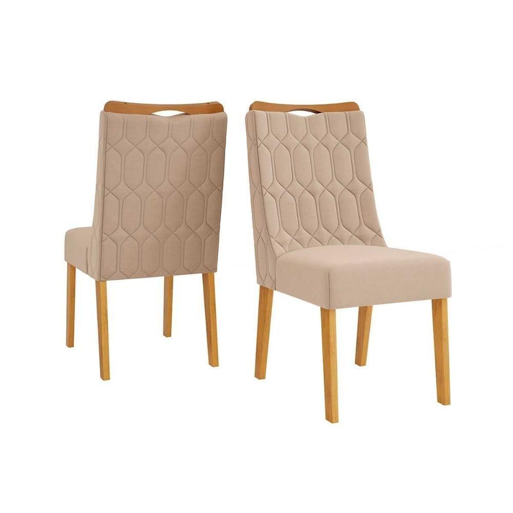 Kit 2 Cadeiras Sala Jantar Bia Cedro-suede Kraft Bege - Dj Móveis - 1