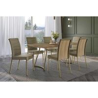 Kit 6 Cadeiras De Cozinha Wave 1754 6 Un Dourado-linho Bamboo-courano Bamboo-noce - Carraro - 4