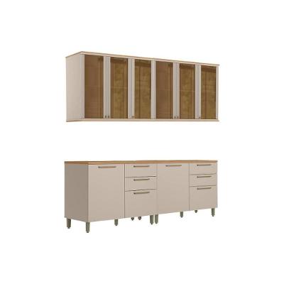 Kit Cozinha Modulada 2 Peças Atena 4 Peças (2balcões+2aéreos) Cp25 Jequitiba-off White Fosco-linea Brasil