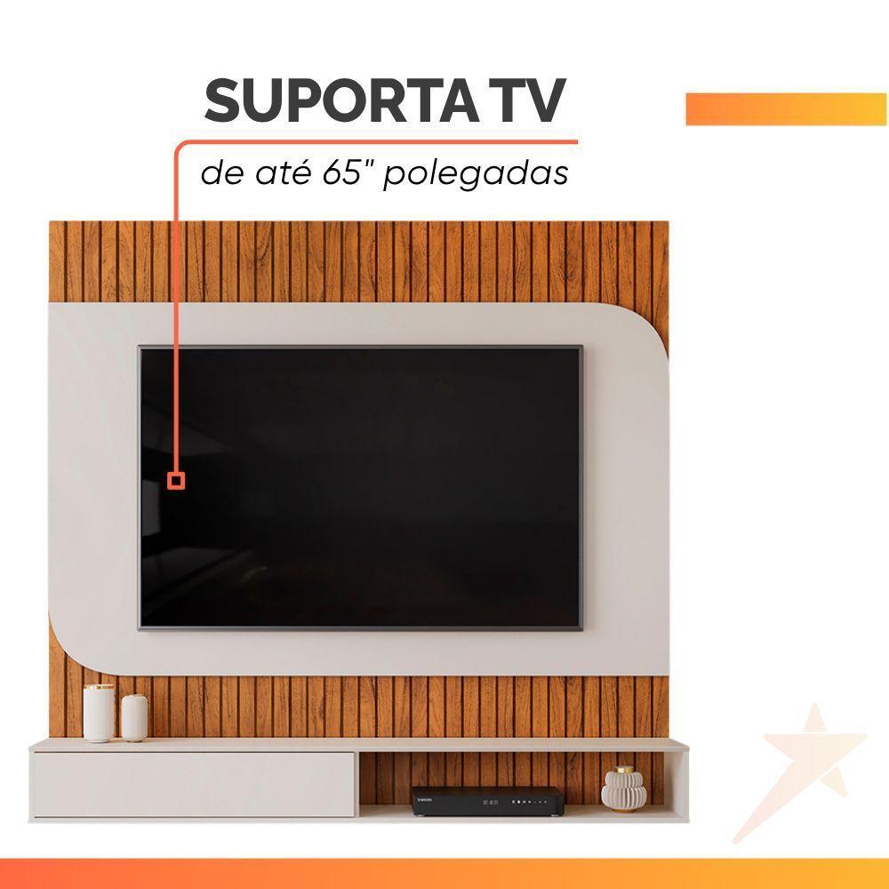 Painel Para Tv Até 65 Polegadas Detalhe Frisado Com Nichos Catar Madeirado/off White Madeirado/off White - 2
