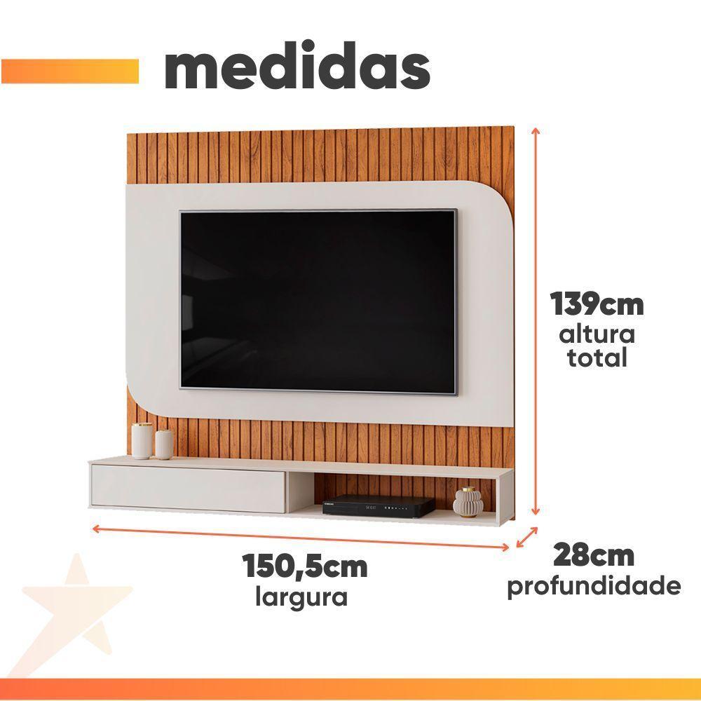 Painel Para Tv Até 65 Polegadas Detalhe Frisado Com Nichos Catar Madeirado/off White Madeirado/off White - 4