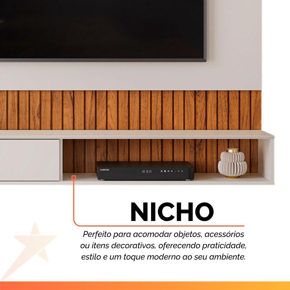 Painel Para Tv Até 65 Polegadas Detalhe Frisado Com Nichos Catar Madeirado/off White Madeirado/off White - 6