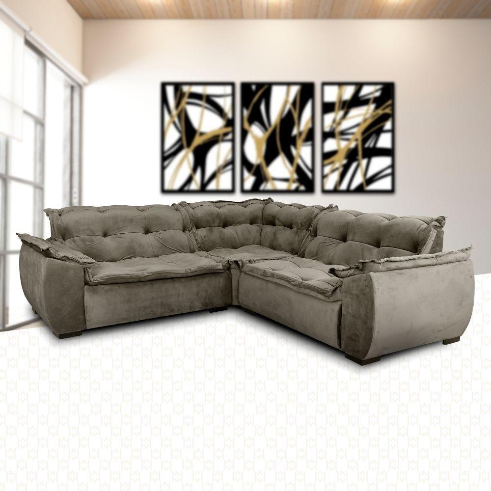 Sofá De Canto 3x2 Lugares Capuccino Home Plus Marquês Estofados - 1